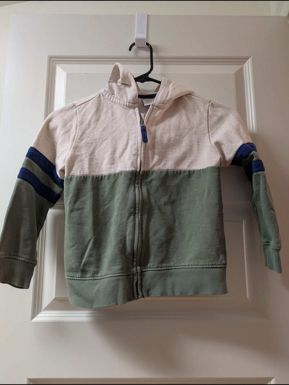 Gymboree Hooded Colorblock Zip-Up Sweatshirt in Biege, Green & Navy